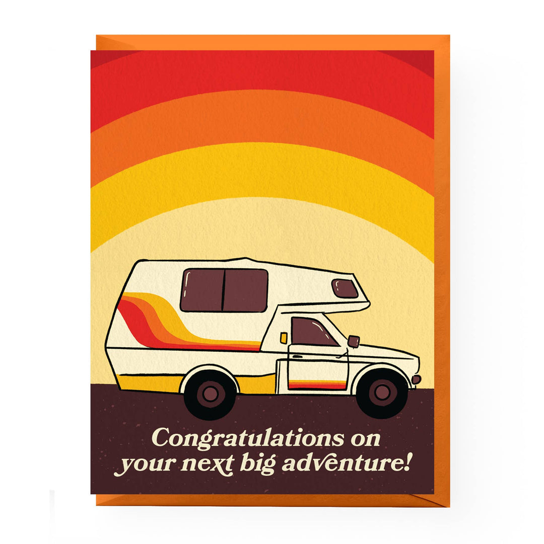 Retro Camper Congratulations Card: Clear sleeve