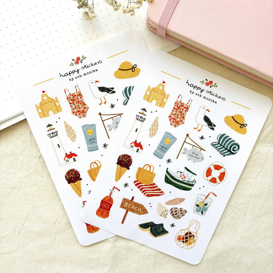 Seaside - Planner &amp; Journal Stickers | A6 Matte Paper