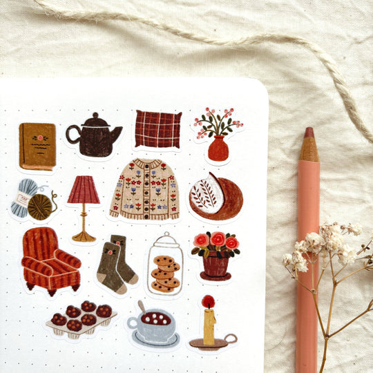 Cozy Home - Sticker Sheet | Hygge Decor Stationery