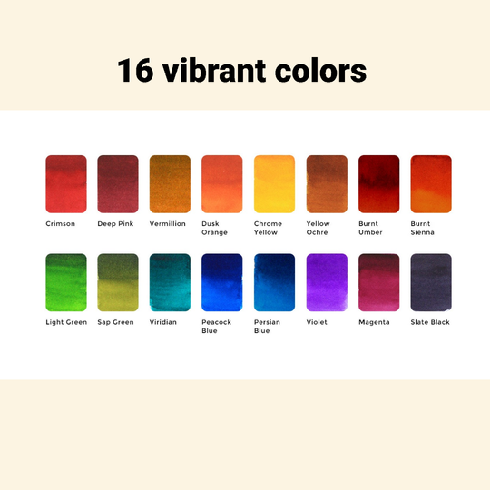 Viviva Colors Original Colorsheets - 16 Handmade Watercolors