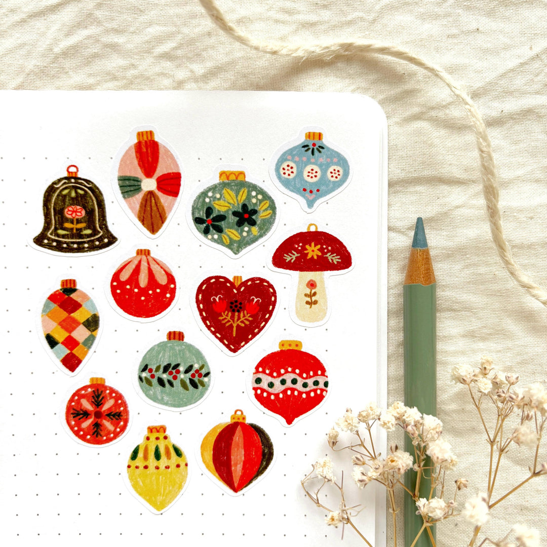 Christmas Baubles - Sticker Sheet | Festive Holiday Decor