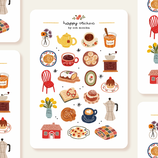Fika - Sticker Sheet | Hygge Coffee Lover Stationery