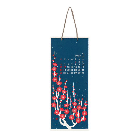 Midori Calendar Wall-Hanging Echizen Washi <L> Flower 2026