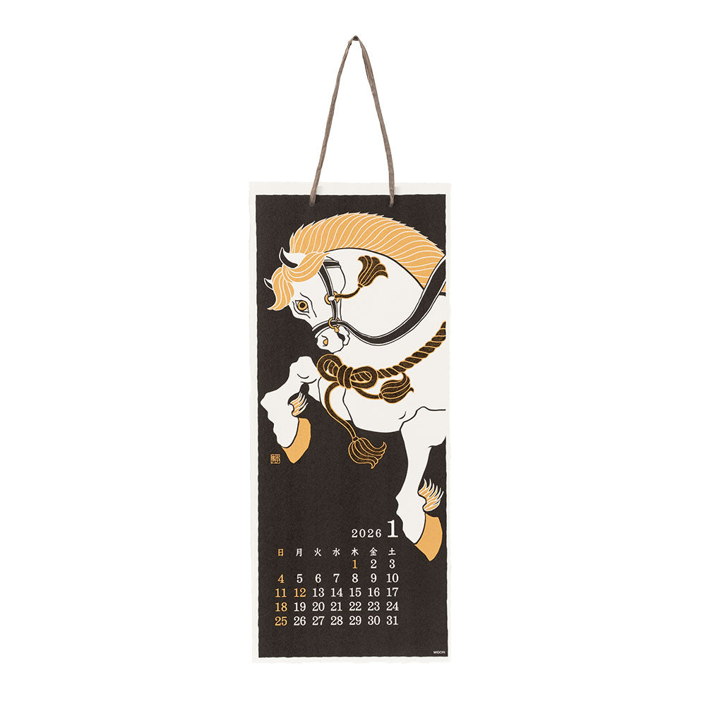 Midori Calendar Wall-Hanging Echizen Washi <L> Seasonal Tradition 2026