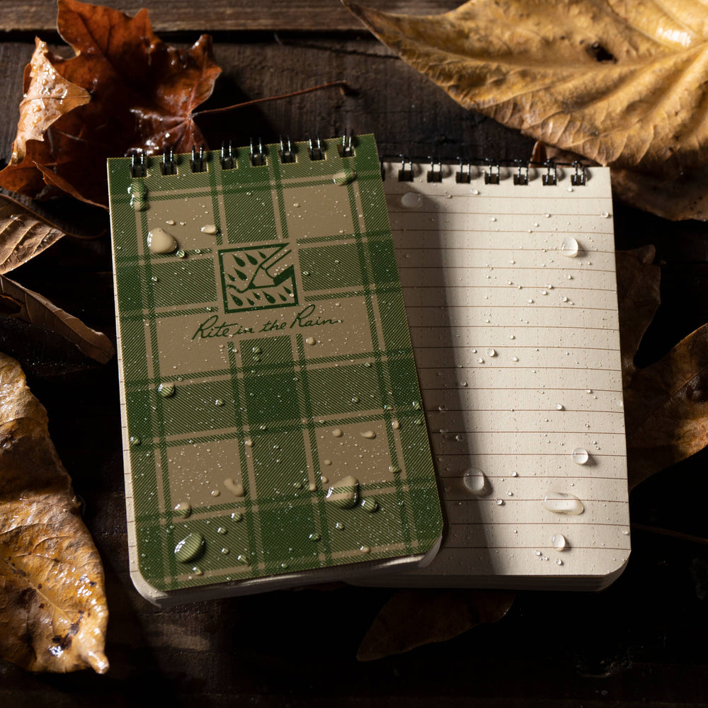 Rite in the Rain 3" x 5" Top Spiral Notebook - Green Plaid
