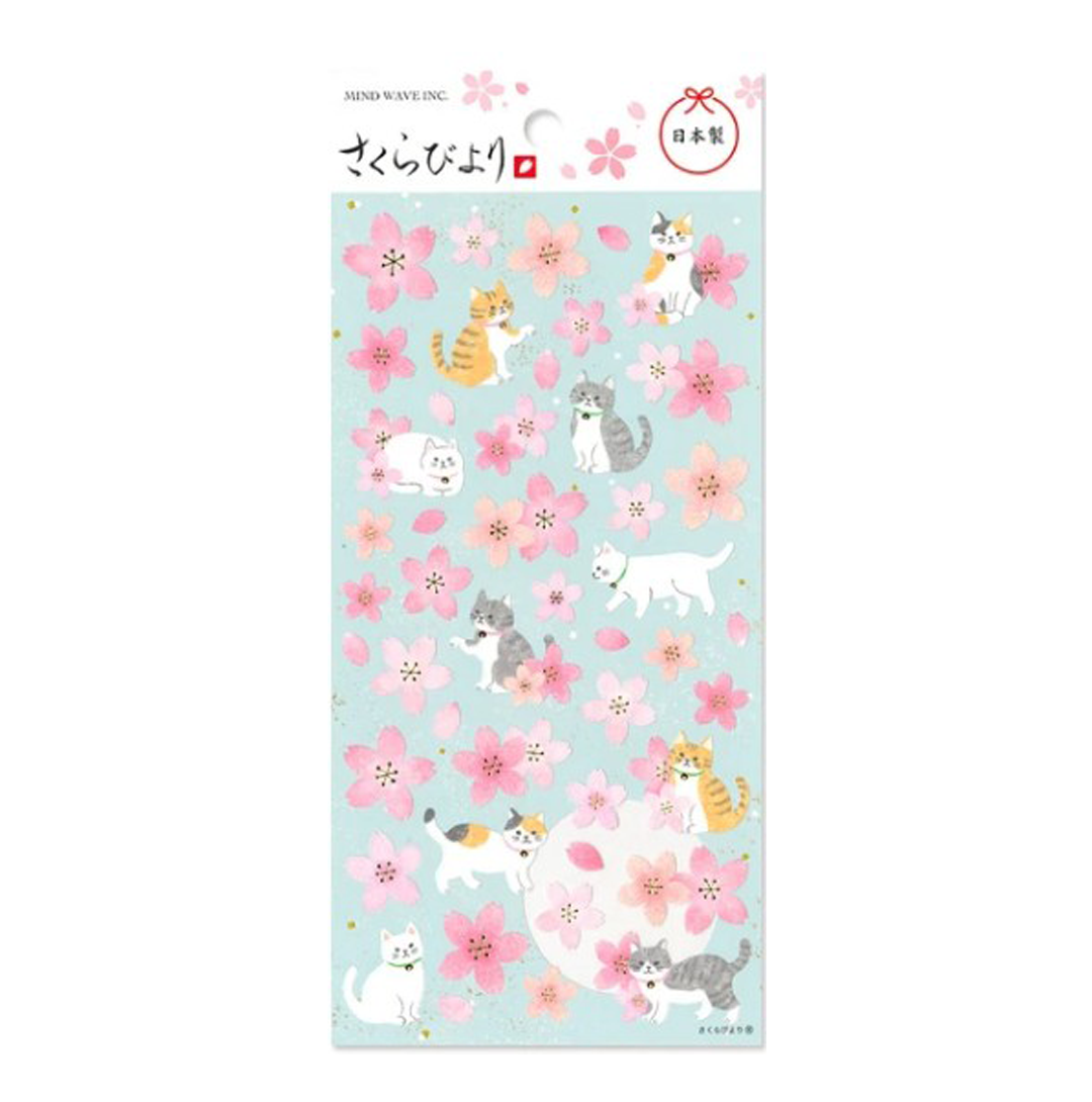 Mind Wave Stickers Sakura Biyori Japanese Cat Cherry Blossom 2