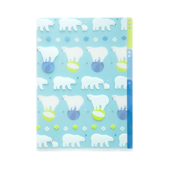 Midori 3 Pockets Clear Folder <A5> Polar Bear