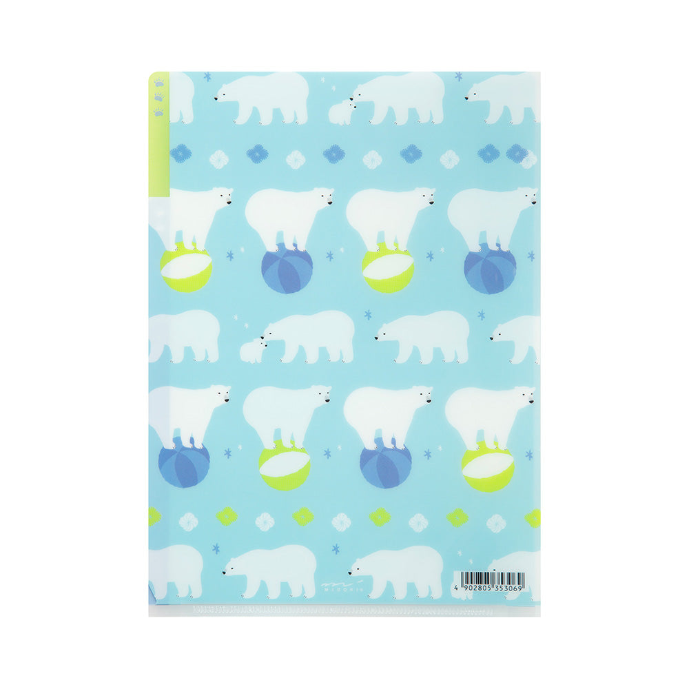 Midori 3 Pockets Clear Folder <A5> Polar Bear