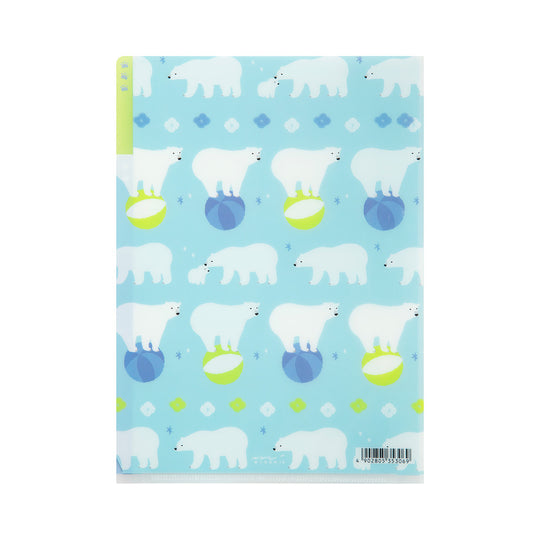 Midori 3 Pockets Clear Folder <A5> Polar Bear