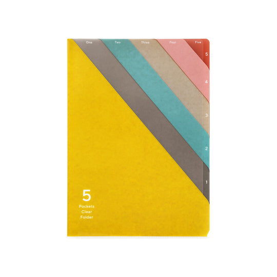 Midori 5 Pockets Clear Folder <A4> Stripe Yellow