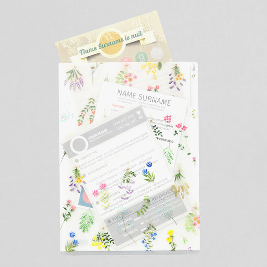 Midori 3 Pockets Clear Folder <A5> Dried Flower