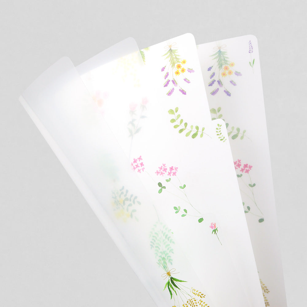 Midori 3 Pockets Clear Folder <A5> Dried Flower