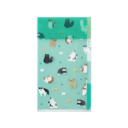 Midori 3 Pockets Clear Folder <A5 Slim> with Flap Cats