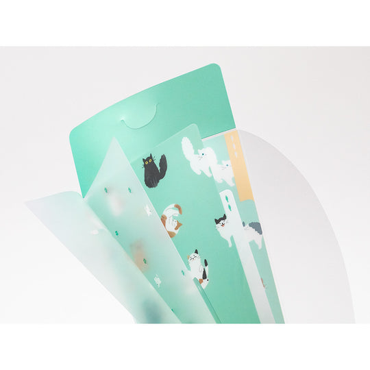 Midori 3 Pockets Clear Folder <A5 Slim> with Flap Cats