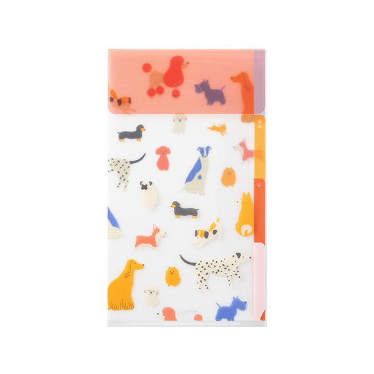 Midori 3 Pockets Clear Folder <A5 Slim> with Flap Dogs