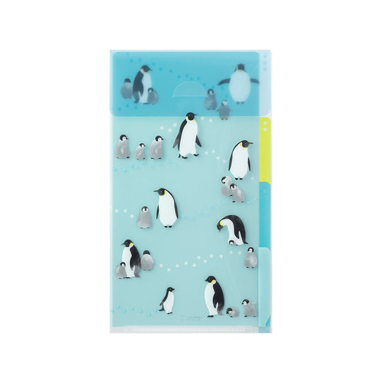 Midori 3 Pockets Clear Folder <A5 Slim> with Flap Penguins