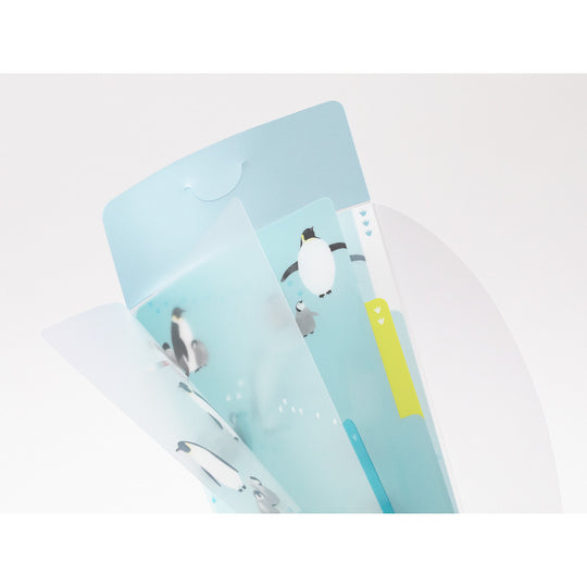 Midori 3 Pockets Clear Folder <A5 Slim> with Flap Penguins