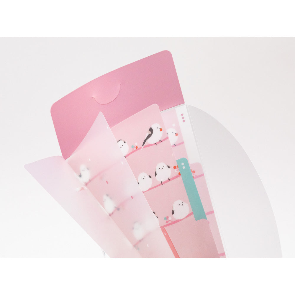 Midori 3 Pockets Clear Folder <A5 Slim> with Flap Long-tailed Tits