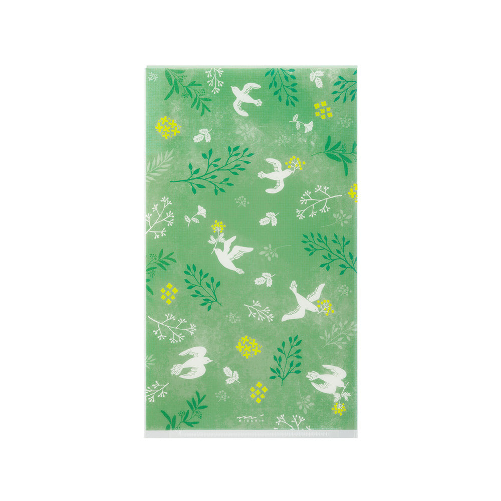 Midori 3 Pockets Clear Folder <A5 Slim> with Flap White Birds