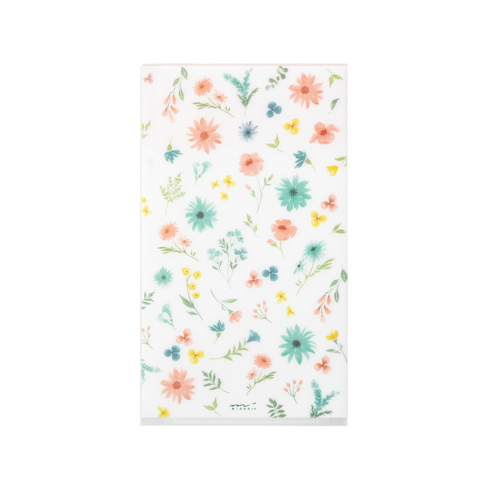 Midori 3 Pockets Clear Folder <A5 Slim> with Flap Flowers