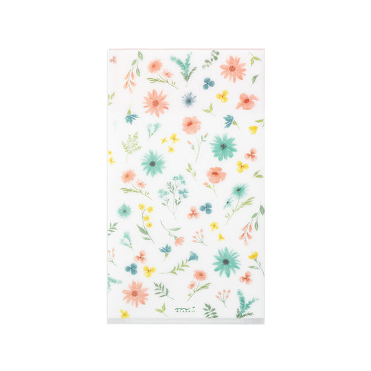 Midori 3 Pockets Clear Folder <A5 Slim> with Flap Flowers