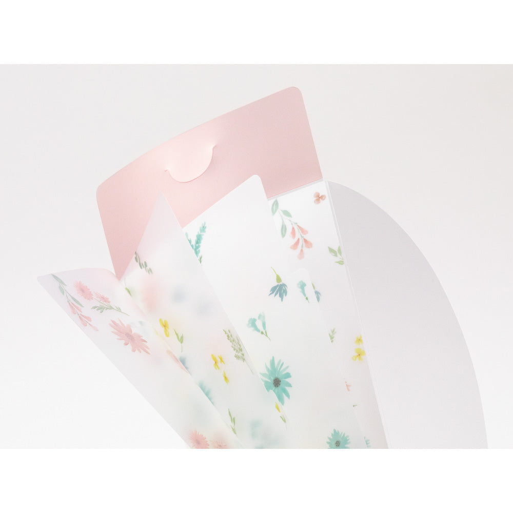 Midori 3 Pockets Clear Folder <A5 Slim> with Flap Flowers