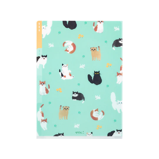 Midori 3 Pockets Clear Folder <A5> Cats A