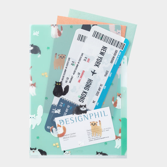 Midori 3 Pockets Clear Folder <A5> Cats A
