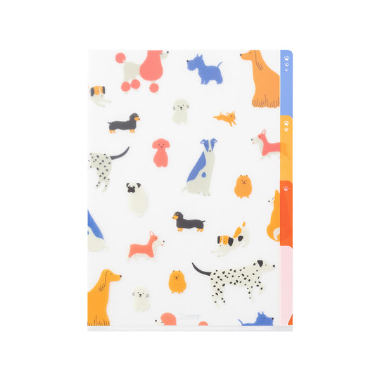 Midori 3 Pockets Clear Folder <A5> Dogs