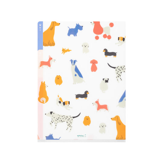 Midori 3 Pockets Clear Folder <A5> Dogs