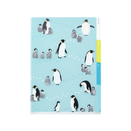 Midori 3 Pockets Clear Folder <A5> Penguins A