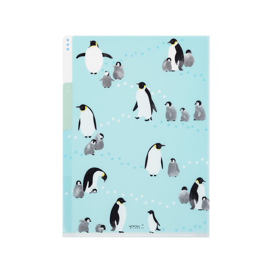 Midori 3 Pockets Clear Folder <A5> Penguins A