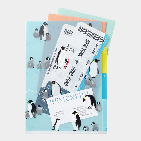 Midori 3 Pockets Clear Folder <A5> Penguins A