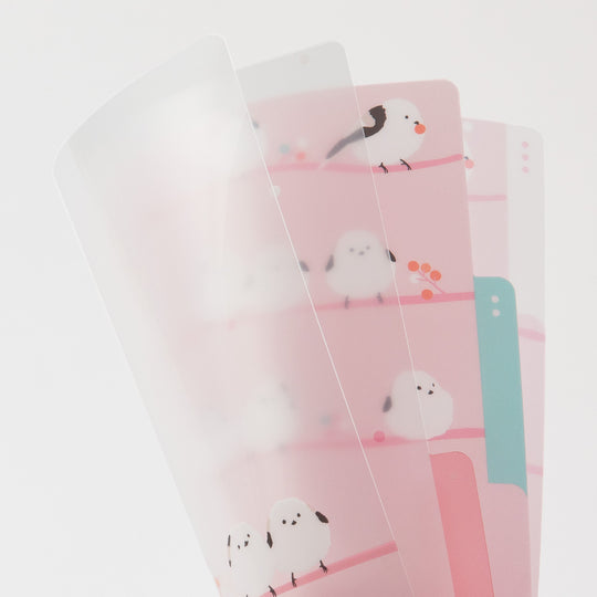 Midori 3 Pockets Clear Folder <A5> Long-tailed Tits