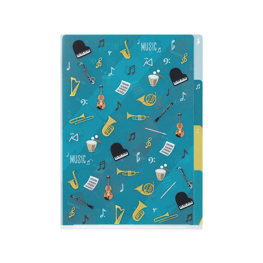 Midori 3 Pockets Clear Folder <A5> Musical Instruments