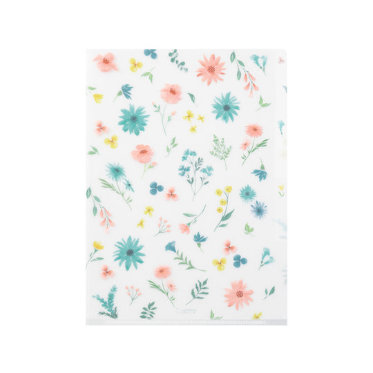 Midori 3 Pockets Clear Folder <A5> Flowers B