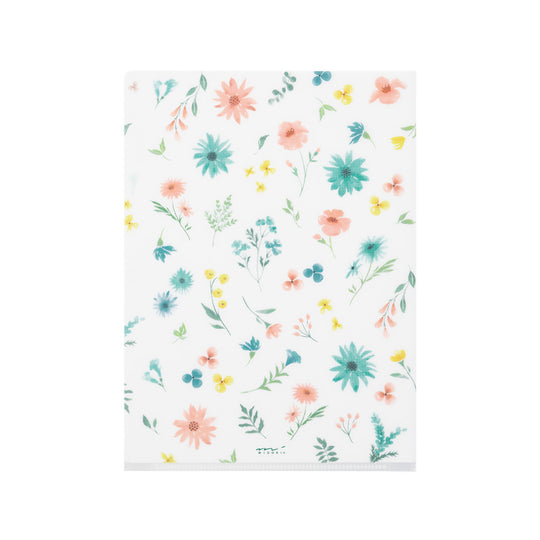 Midori 3 Pockets Clear Folder <A5> Flowers B