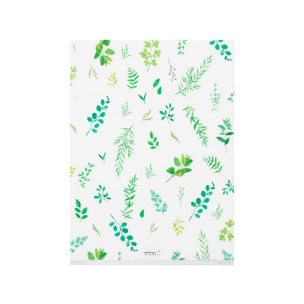 Midori 3 Pockets Clear Folder <A5> Leaves