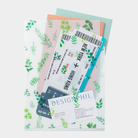Midori 3 Pockets Clear Folder <A5> Leaves