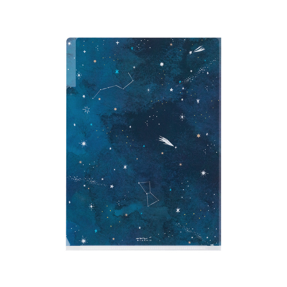 Midori 3 Pockets Clear Folder <A5> Starry Sky