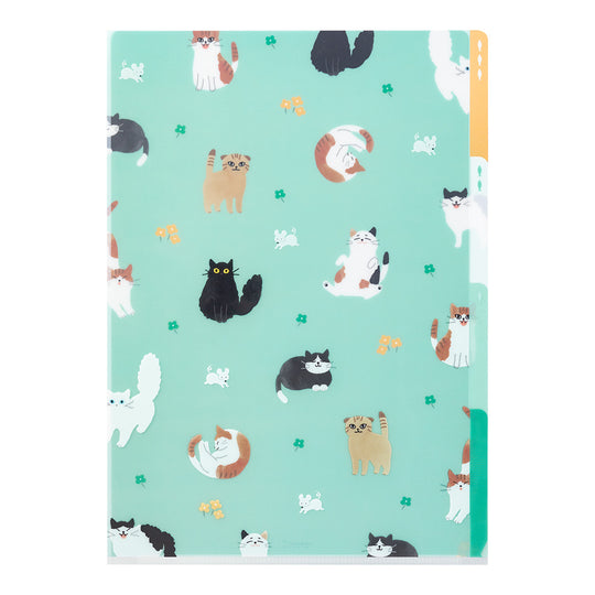 Midori 3 Pockets Clear Folder <A4> Cats