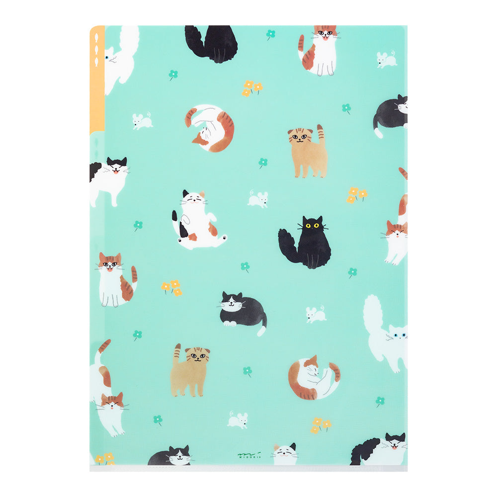 Midori 3 Pockets Clear Folder <A4> Cats