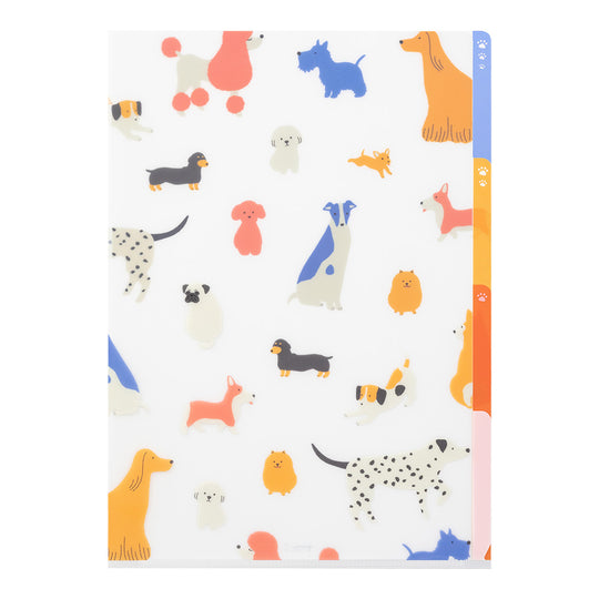 Midori 3 Pockets Clear Folder <A4> Dogs