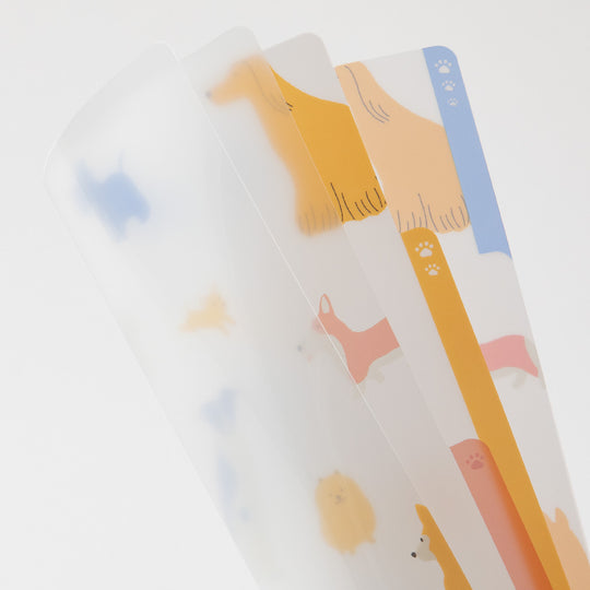 Midori 3 Pockets Clear Folder <A4> Dogs