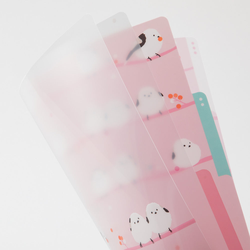 Midori 3 Pockets Clear Folder <A4> Long-tailed Tits