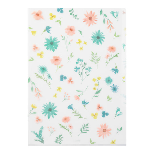 Midori 3 Pockets Clear Folder <A4> Flowers B