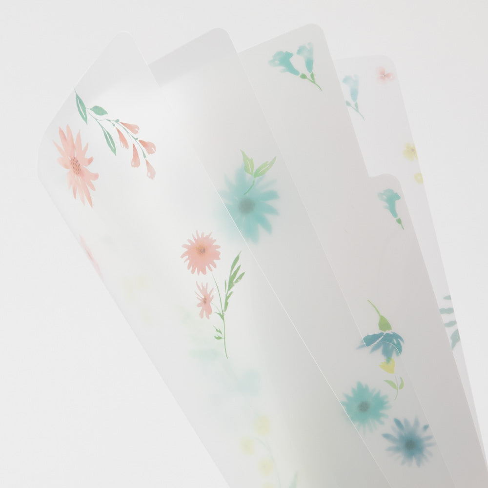 Midori 3 Pockets Clear Folder <A4> Flowers B