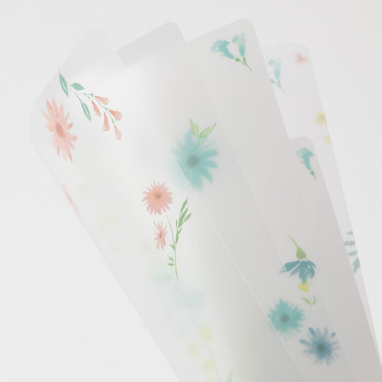 Midori 3 Pockets Clear Folder <A4> Flowers B