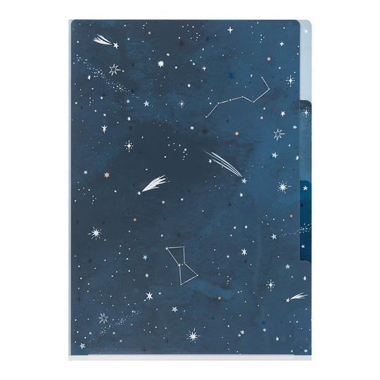 Midori 3 Pockets Clear Folder <A4> Starry Sky