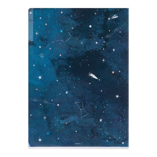 Midori 3 Pockets Clear Folder <A4> Starry Sky